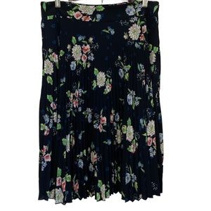 Eliane Rose Blue Floral Accordion Pleated Midi Skirt- size 10